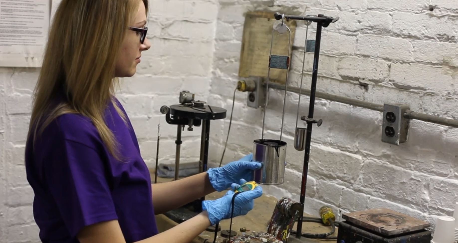 Woman testing paint samples