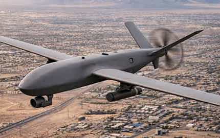 Drone flying over desert