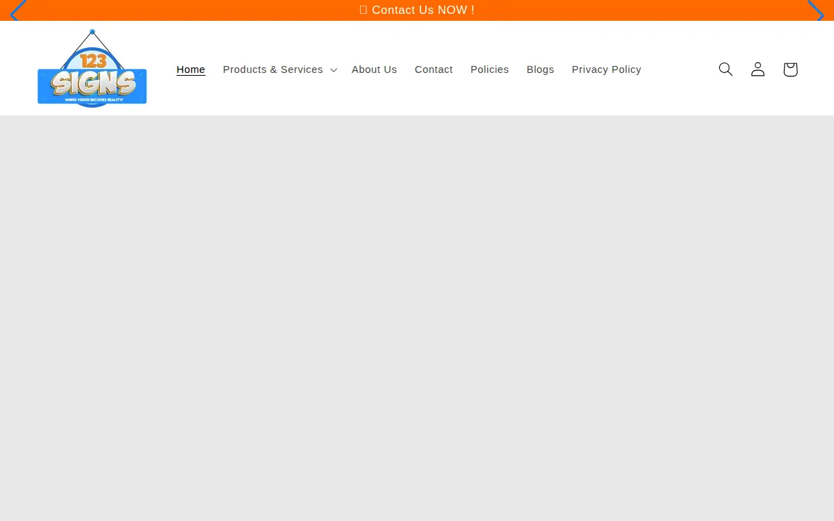 Homepage of 123 Signs, INC.