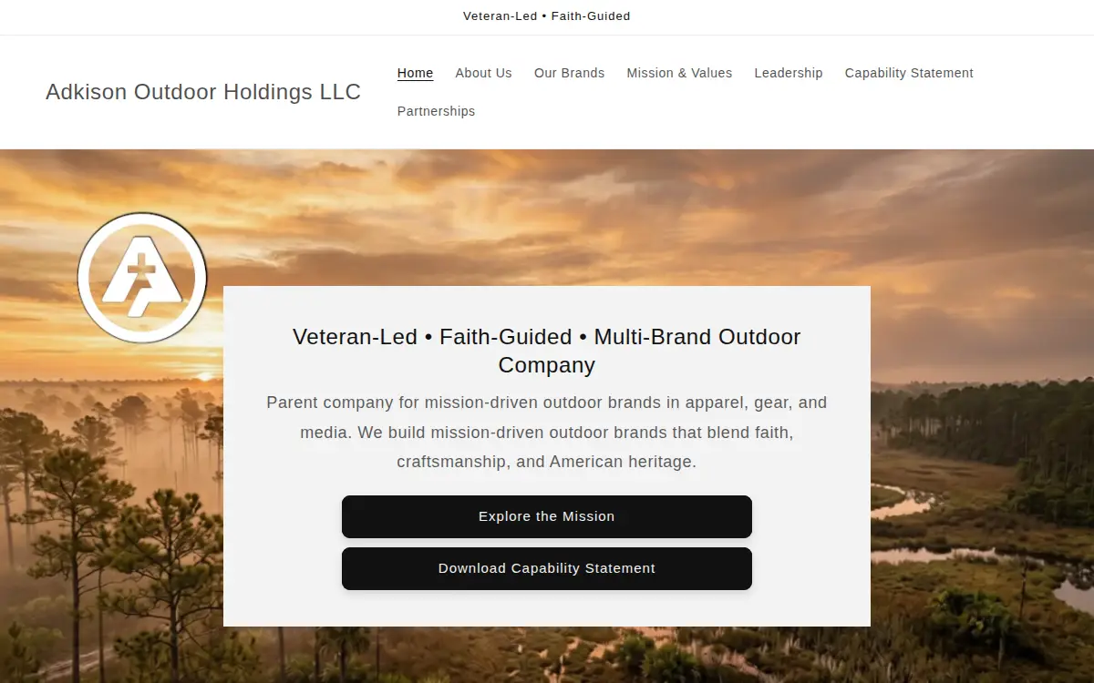 Homepage of Adkison Outdoor Holdings LLC