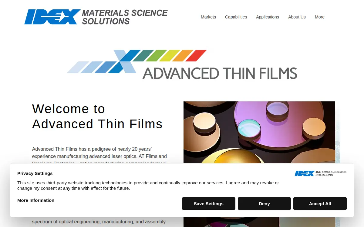 Homepage of Advanced Thin Films, INC.