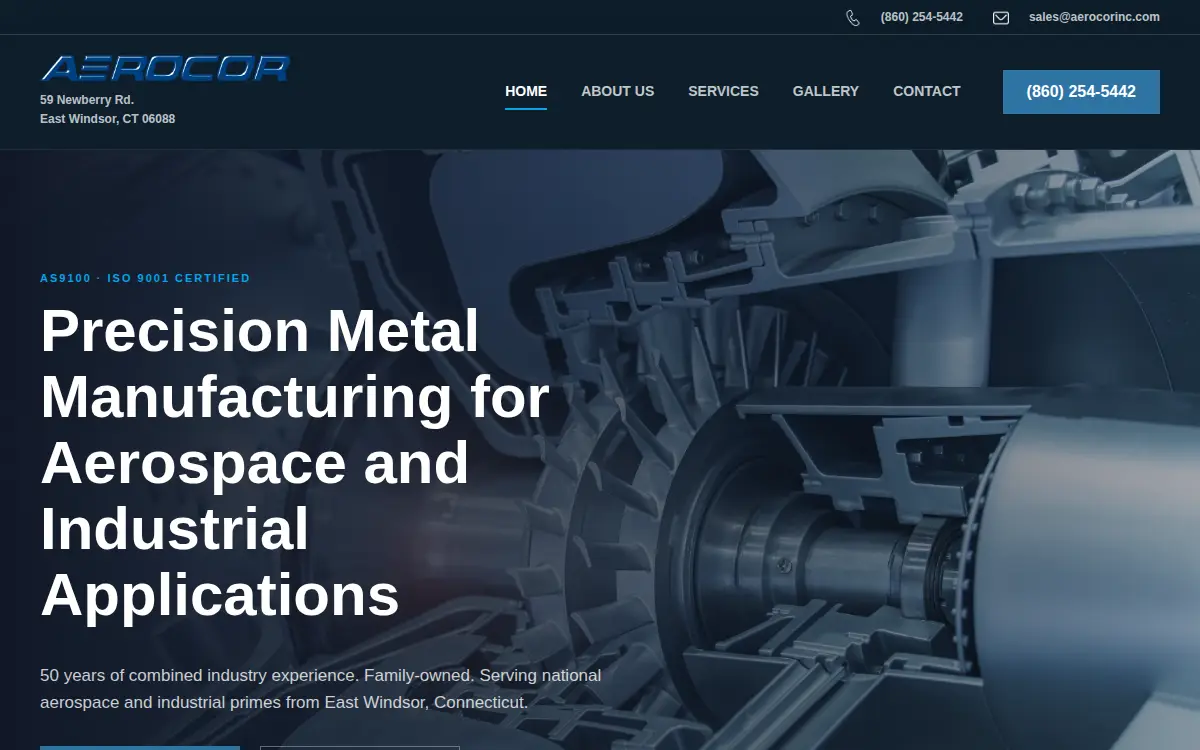 Homepage of Aerocor INC