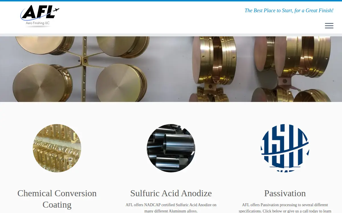 Homepage of Aero Finishing LLC