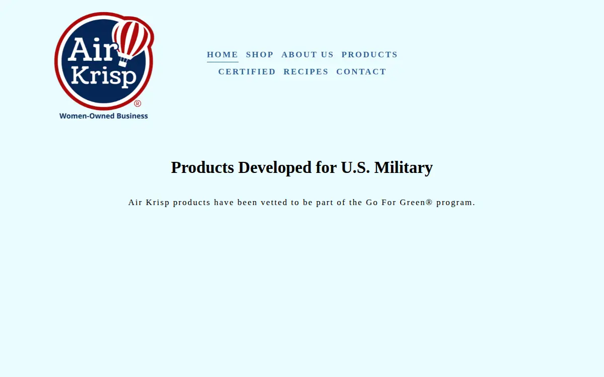 Homepage of Air Krisp, INC.