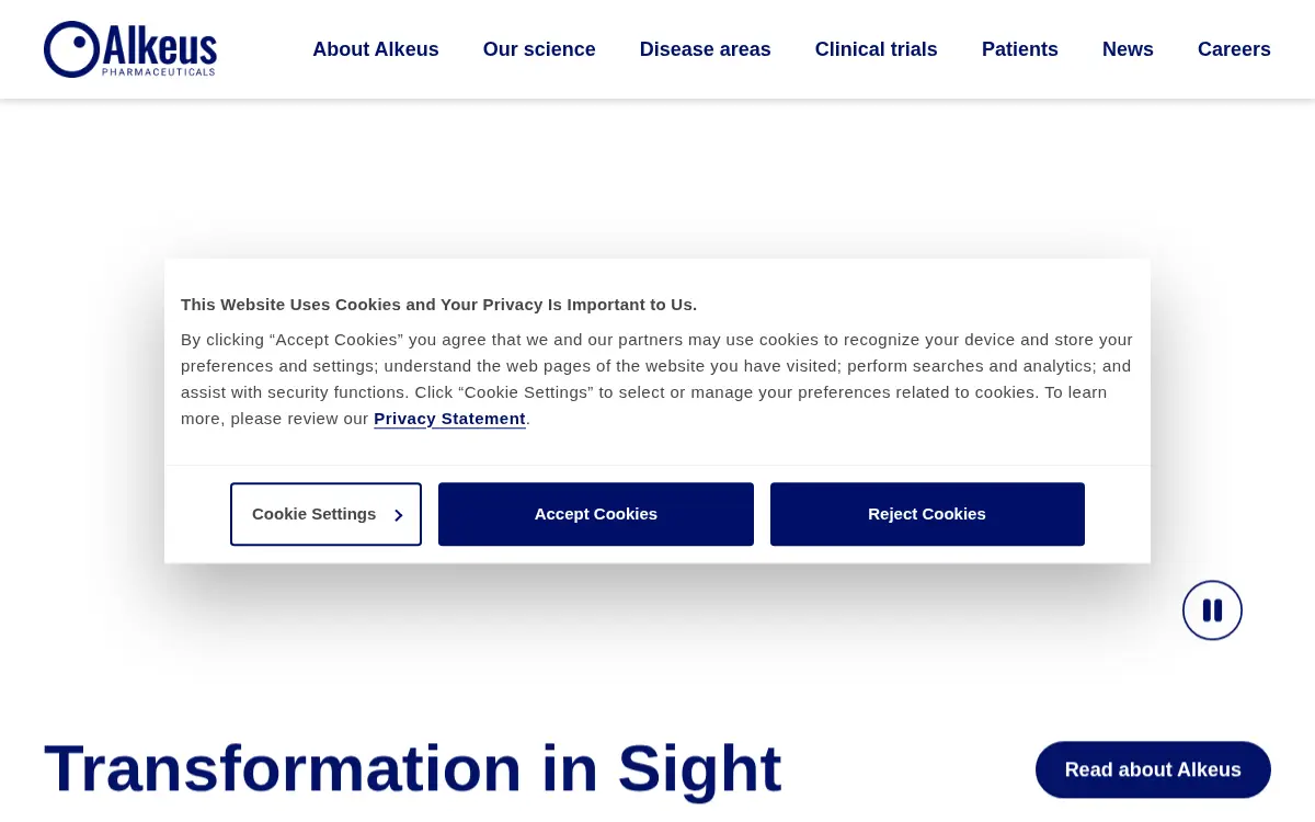 Homepage of Alkeus Pharmaceuticals INC