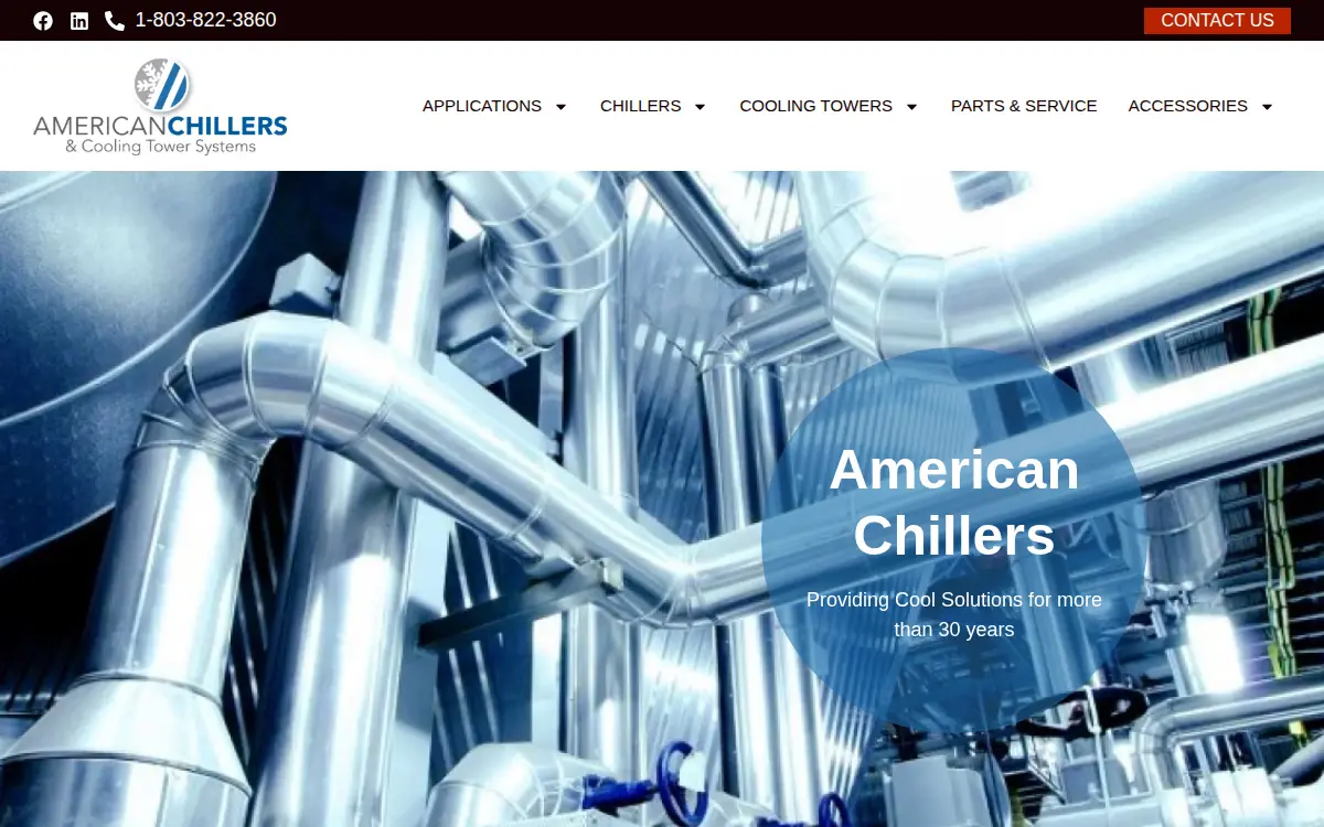 Homepage of American Chillers LLC