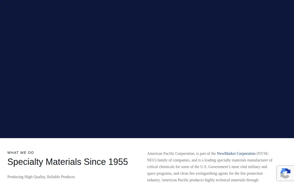 Homepage of American Pacific Corporation