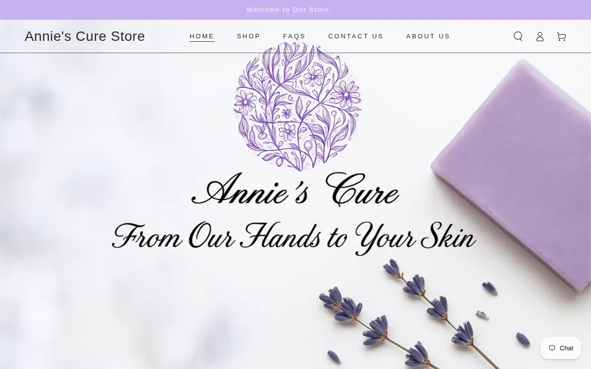 Homepage of Annie's Cure Store, LLC