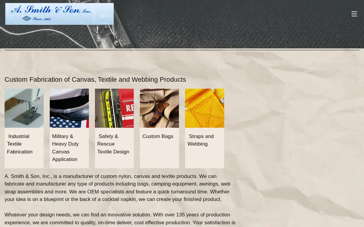 Homepage of A. Smith & Son, INC.