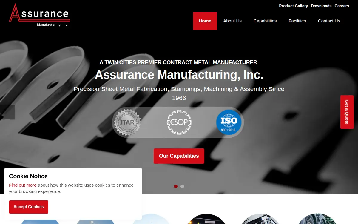 Homepage of Assurance Mfg. Co., INC.