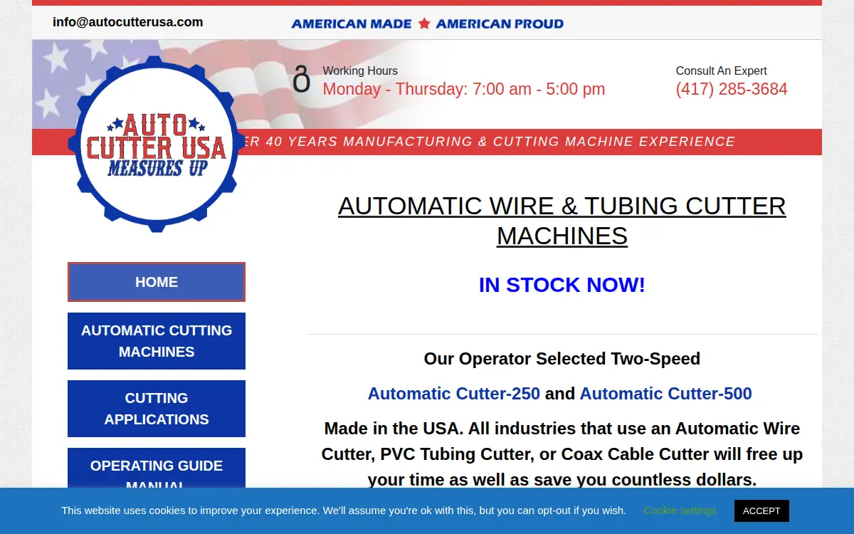 Homepage of Auto Cutter USA LLC