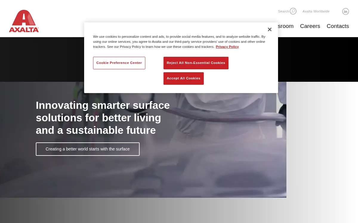 Homepage of Axalta Coating Systems LLC