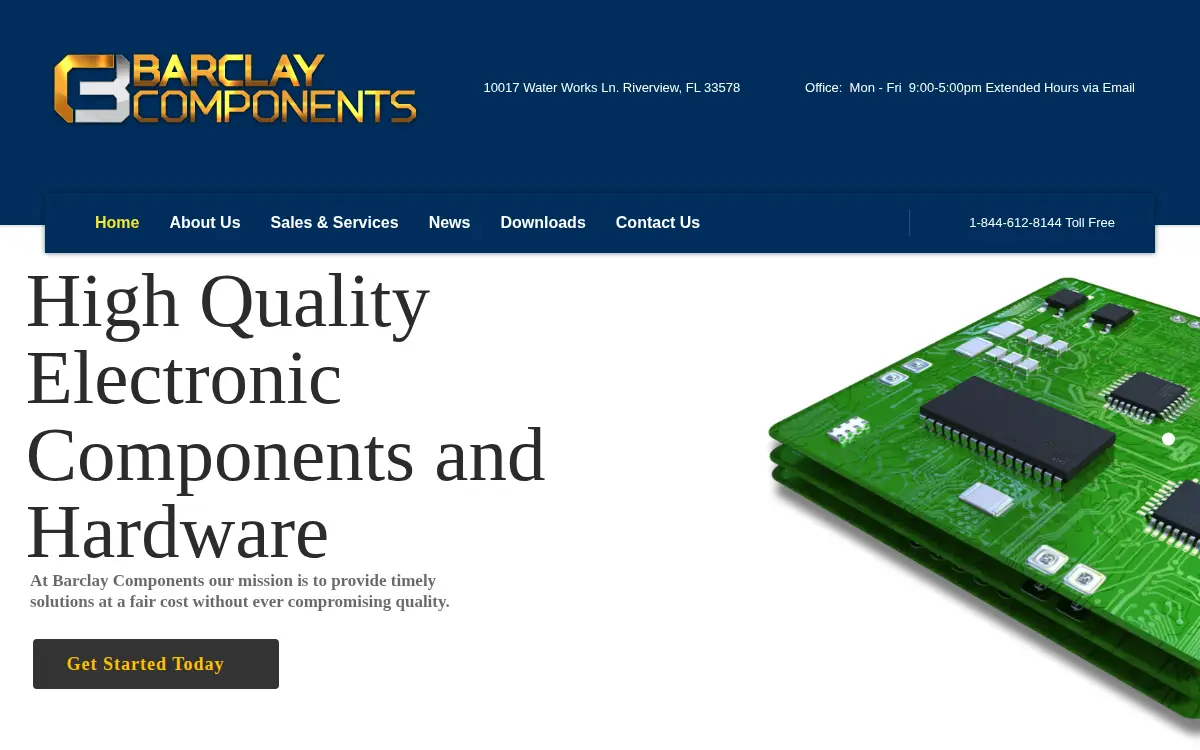 Homepage of Barclay Components LLC