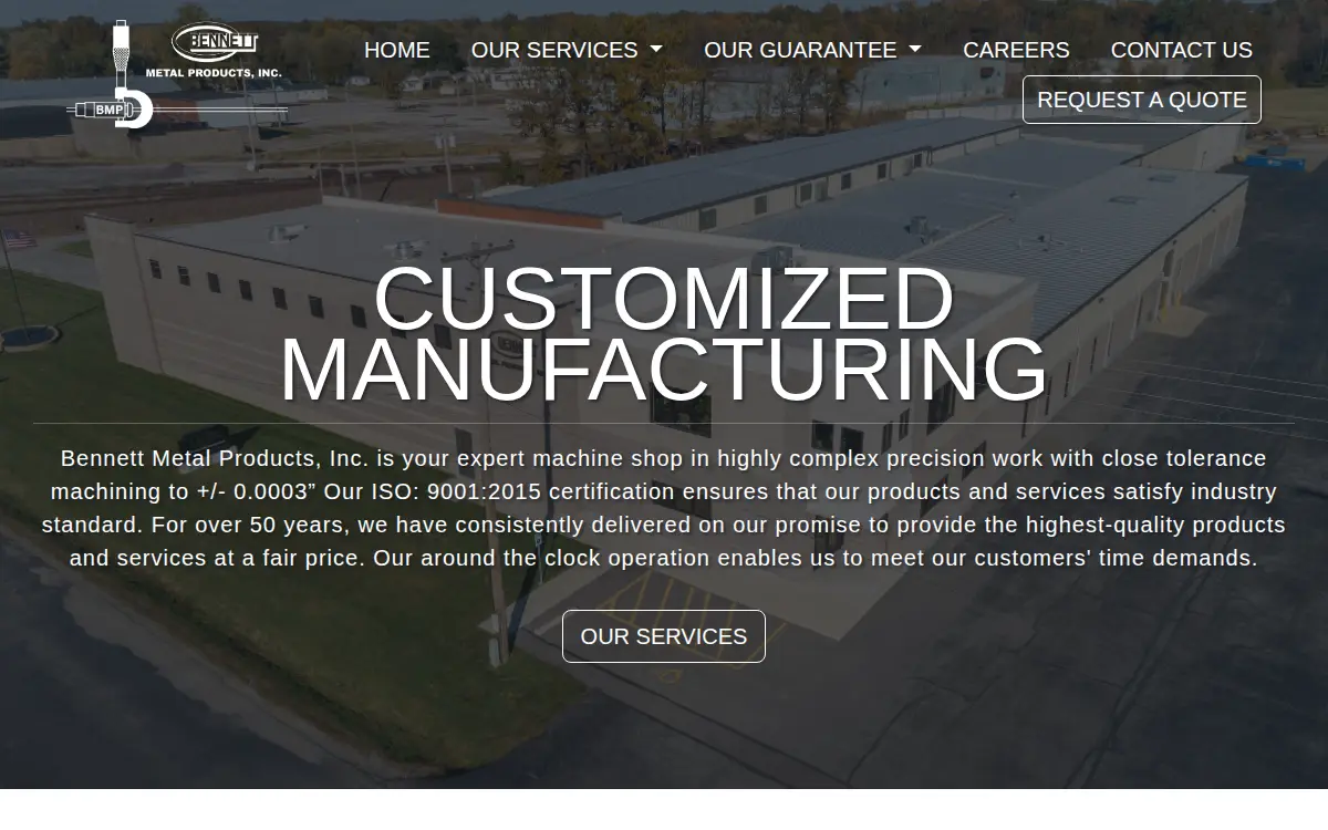 Homepage of Bennett Metal Products INC