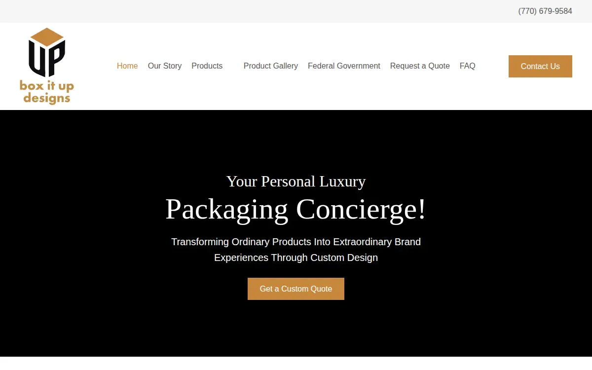Homepage of Box It Up Designs INC