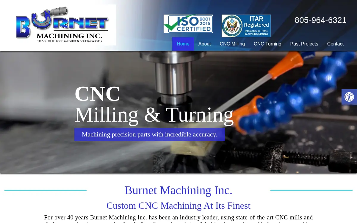 Homepage of Burnet Machining, INC.