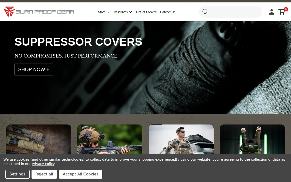 Homepage of Burn Proof Gear LLC