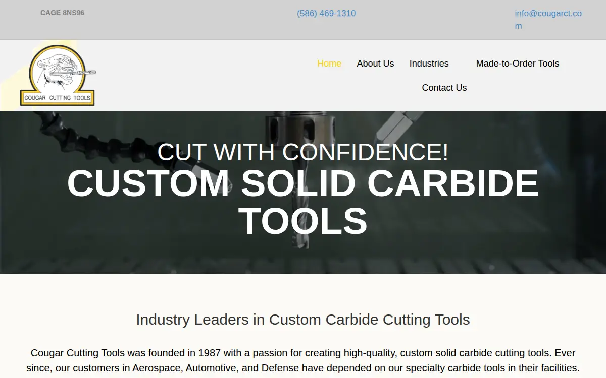 Homepage of Cougar Cutting Tools, INC.