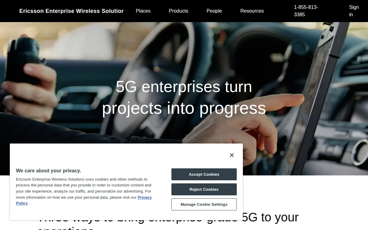 Homepage of Ericsson Enterprise Wireless Solutions, INC.