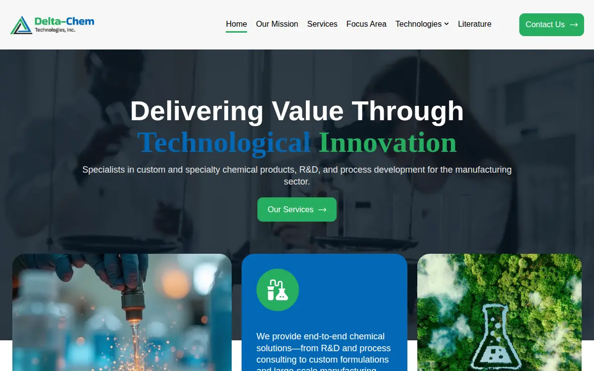Homepage of Delta-chem Technologies LLC