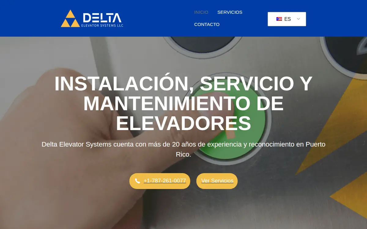 Homepage of Delta Elevator Systems LLC.