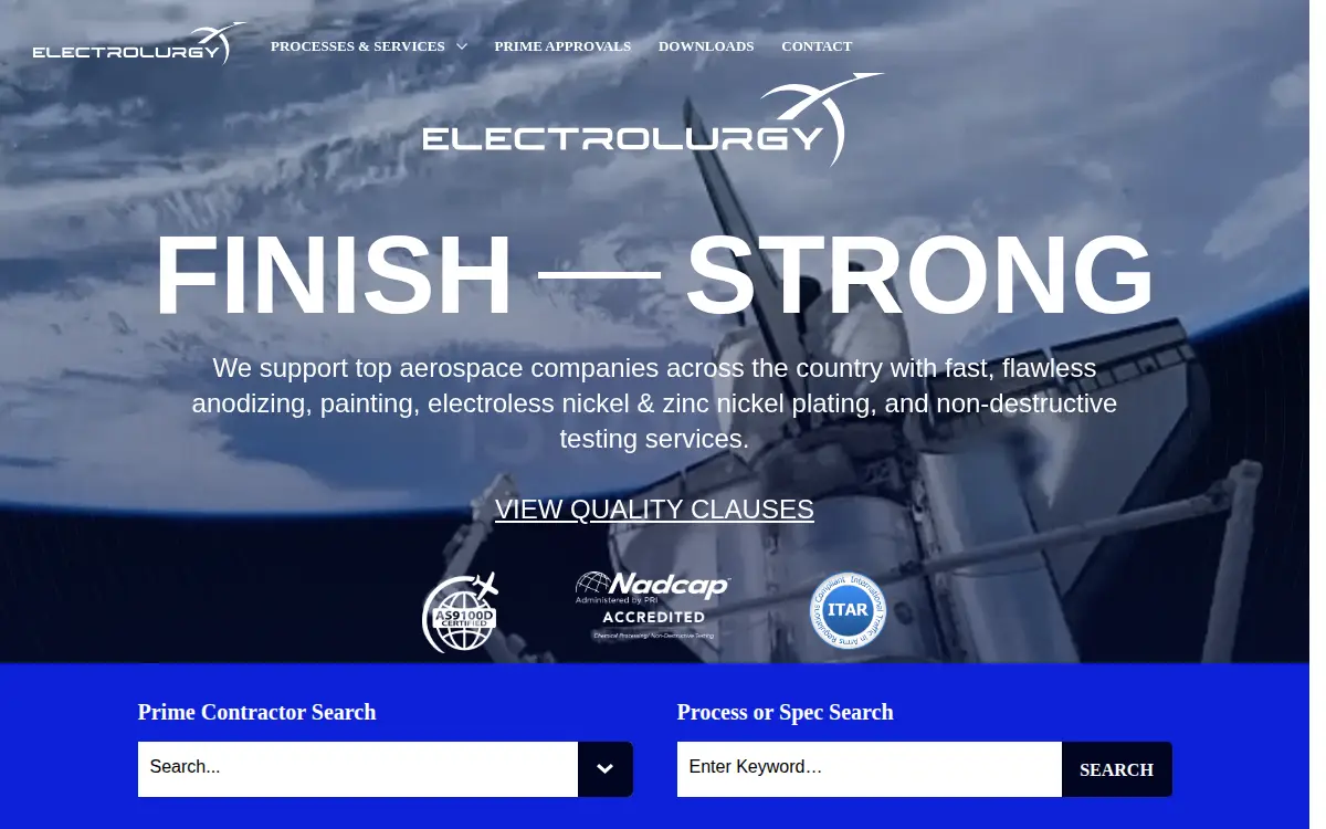 Homepage of Electrolurgy, INC.