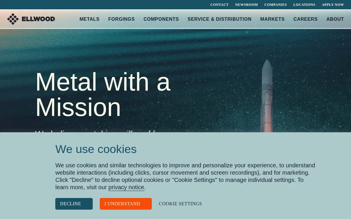 Homepage of Ellwood Texas Forge, L.p.