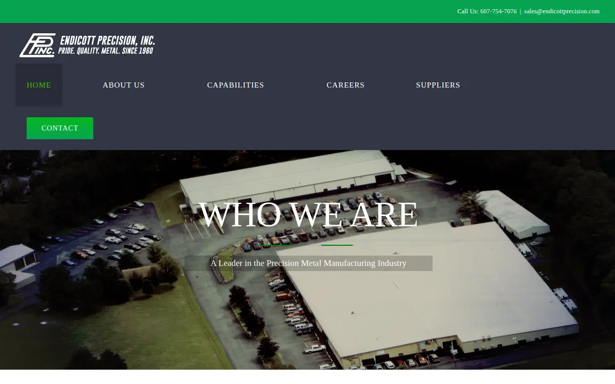 Homepage of Endicott Precision, INC.
