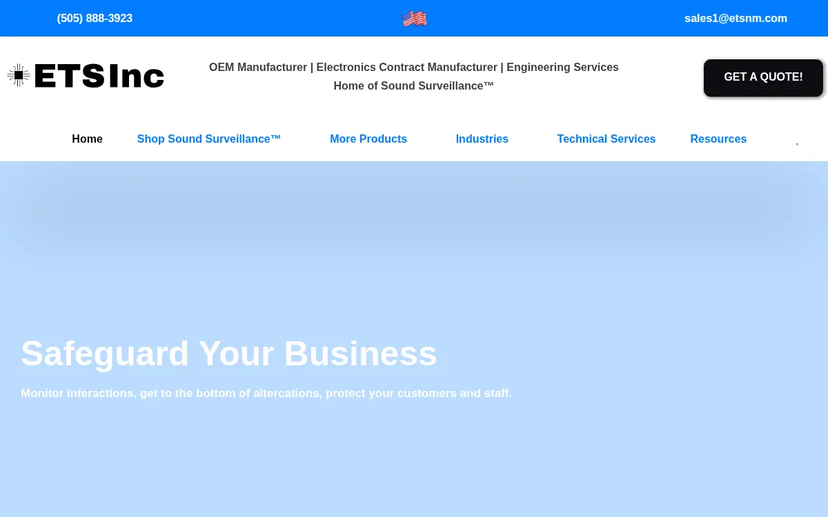Homepage of Electronic Technical Services INC
