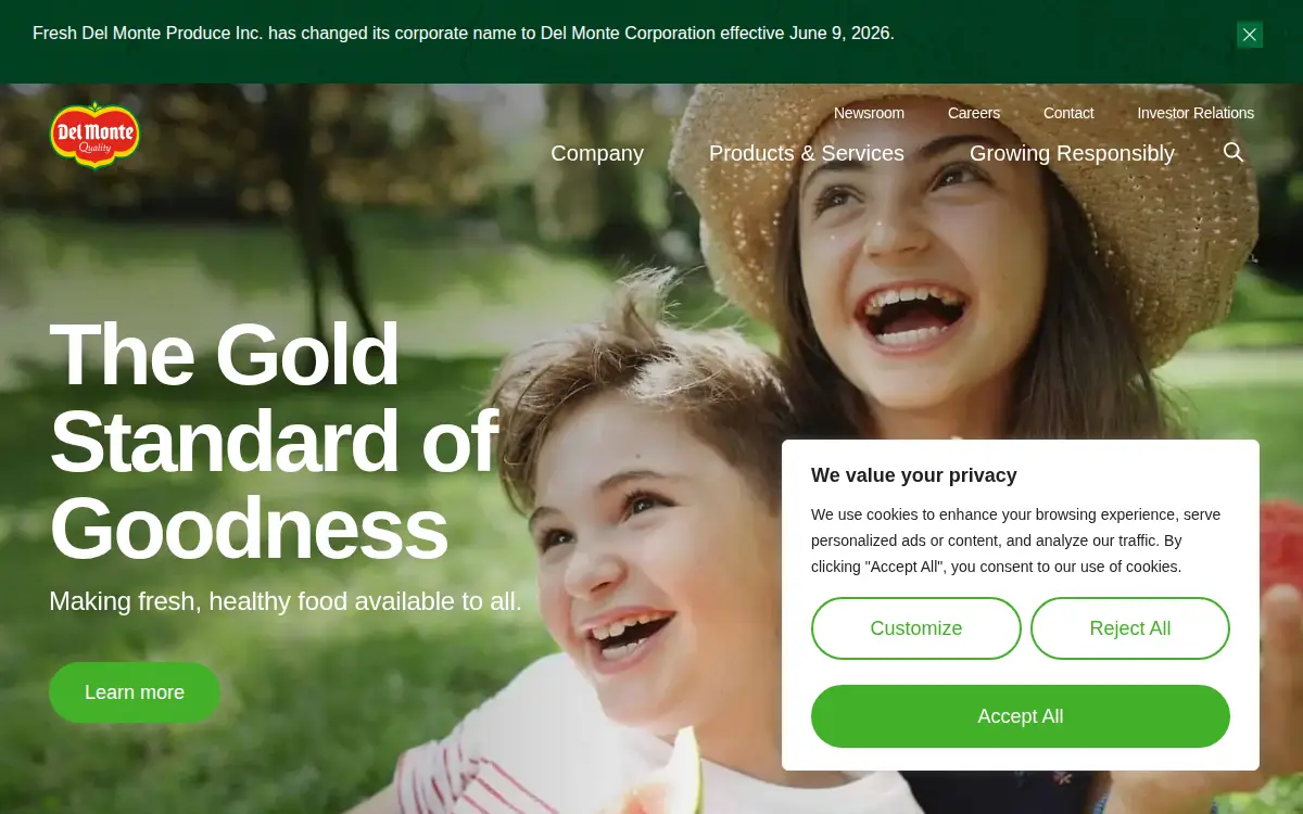 Homepage of Del Monte Fresh Produce N.a., INC.
