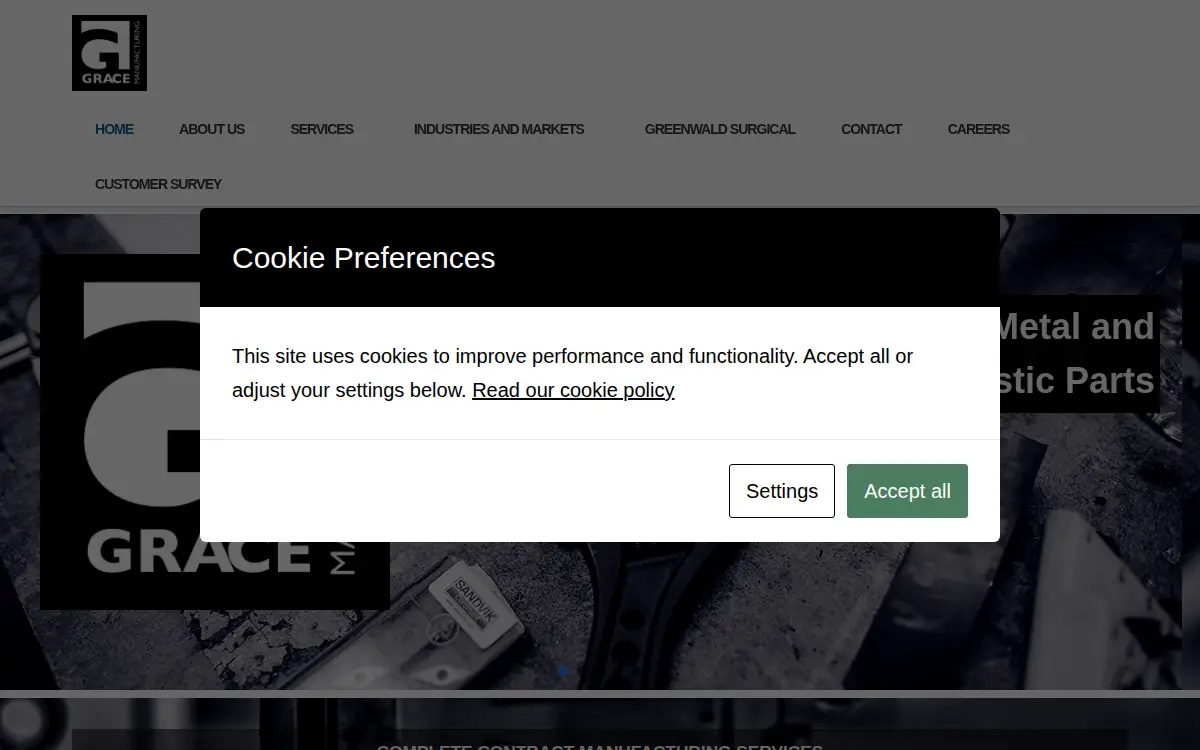 Homepage of Grace Manufacturing INC