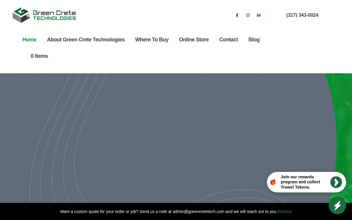 Homepage of Green Crete Technologies LLC