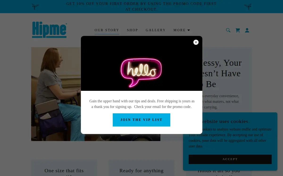 Homepage of Hipme LLC