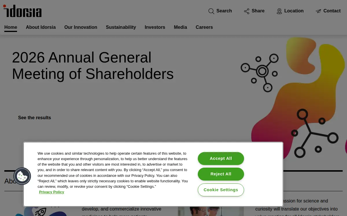 Homepage of Idorsia Pharmaceuticals US INC