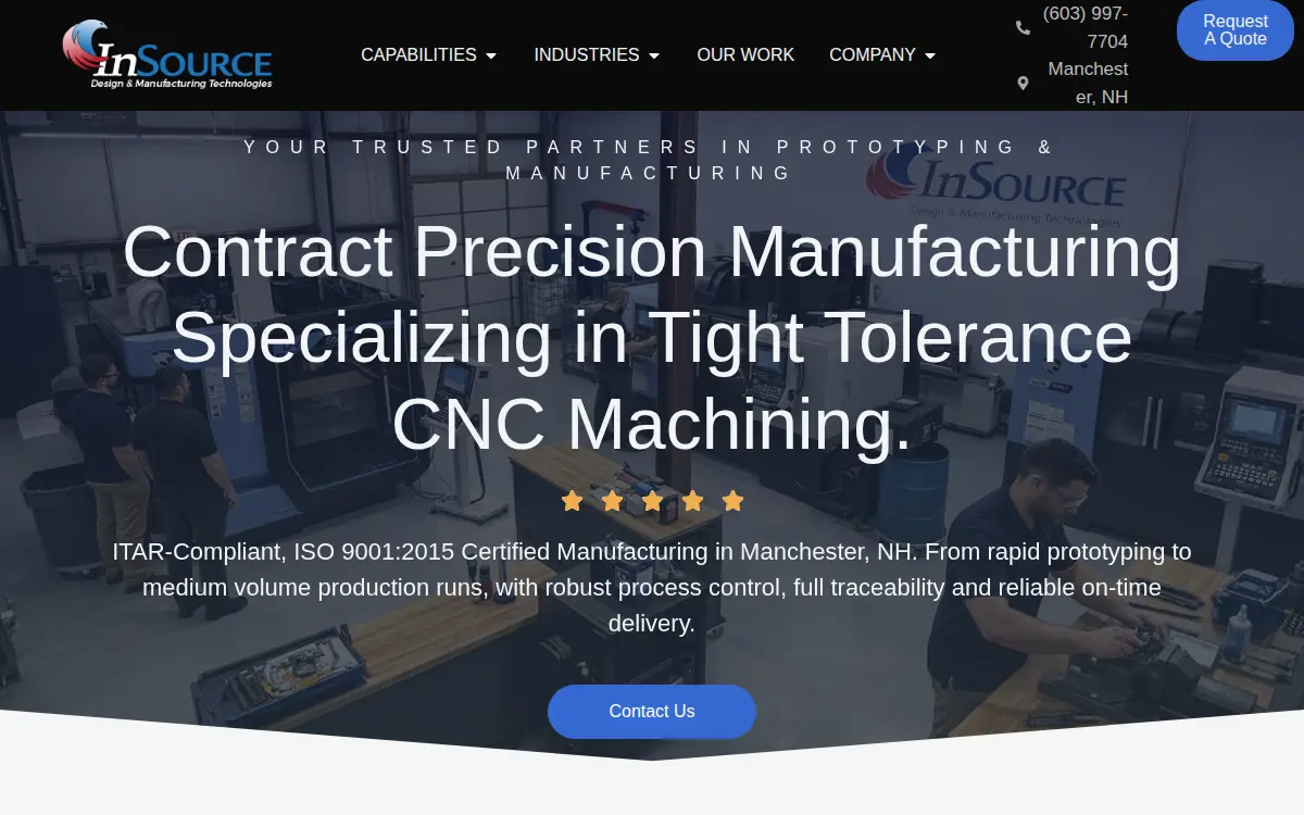Homepage of Insource Design & Manufacturing Technologies, LLC