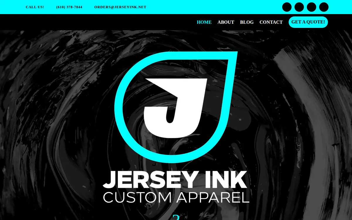 Homepage of Jersey Ink LLC