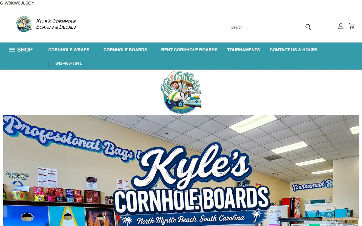 Homepage of Kyles Cornhole Boards LLC