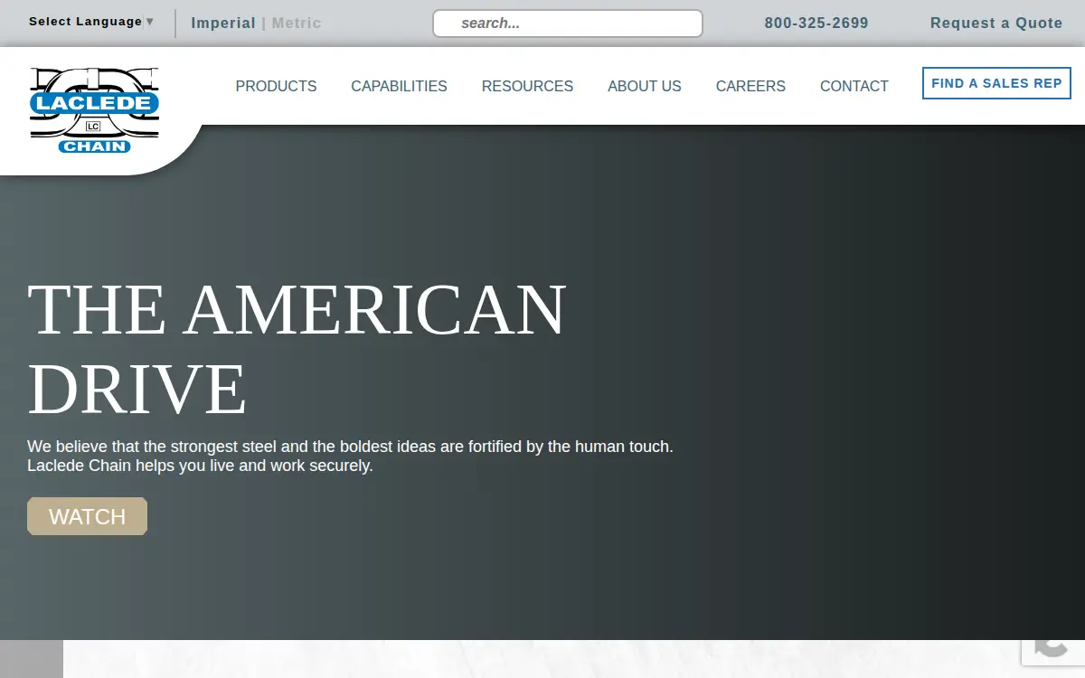Homepage of Laclede Chain Manufacturing Company, LLC
