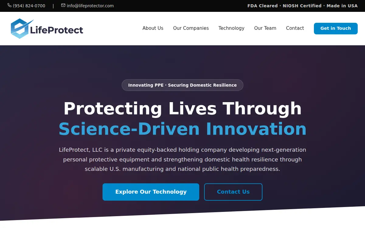 Homepage of Life Protect LLC