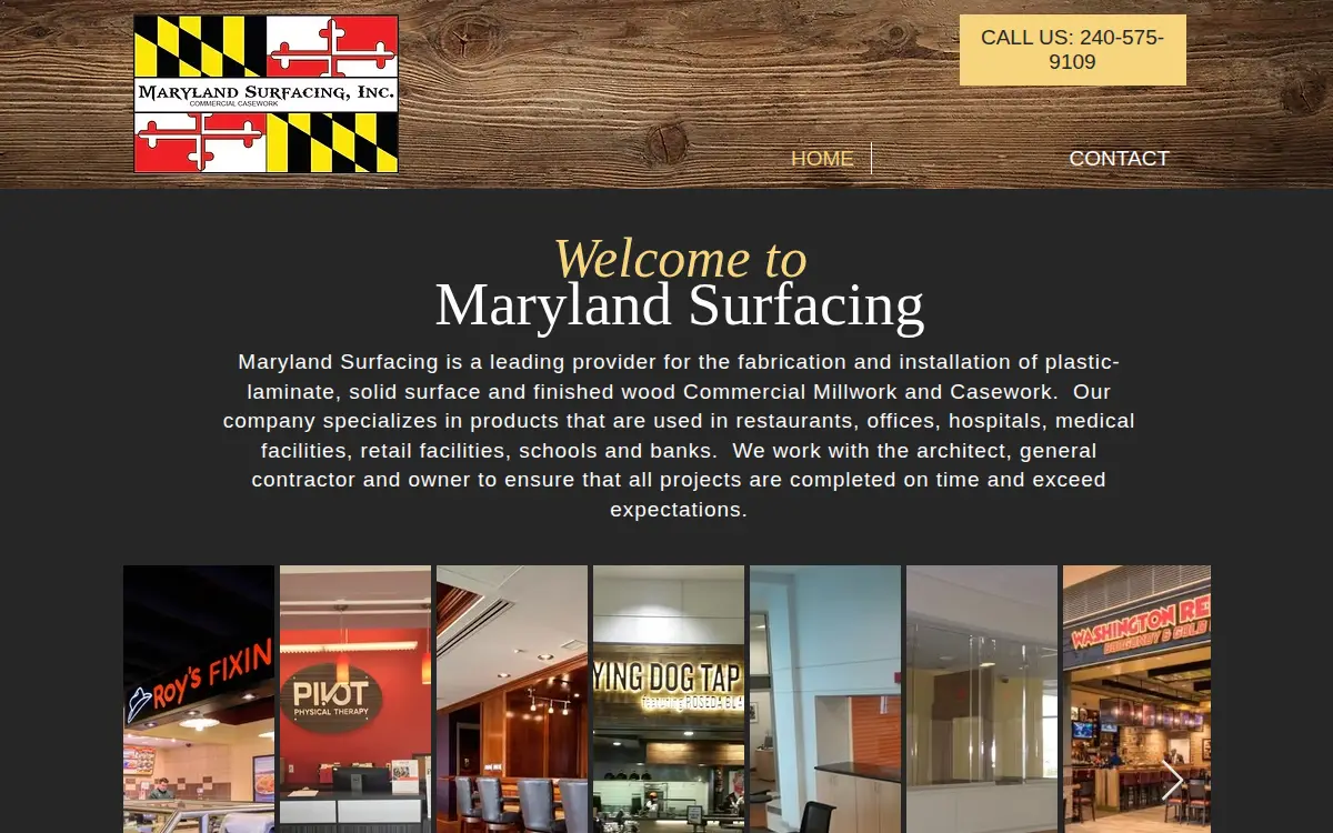 Homepage of Maryland Surfacing, INC.
