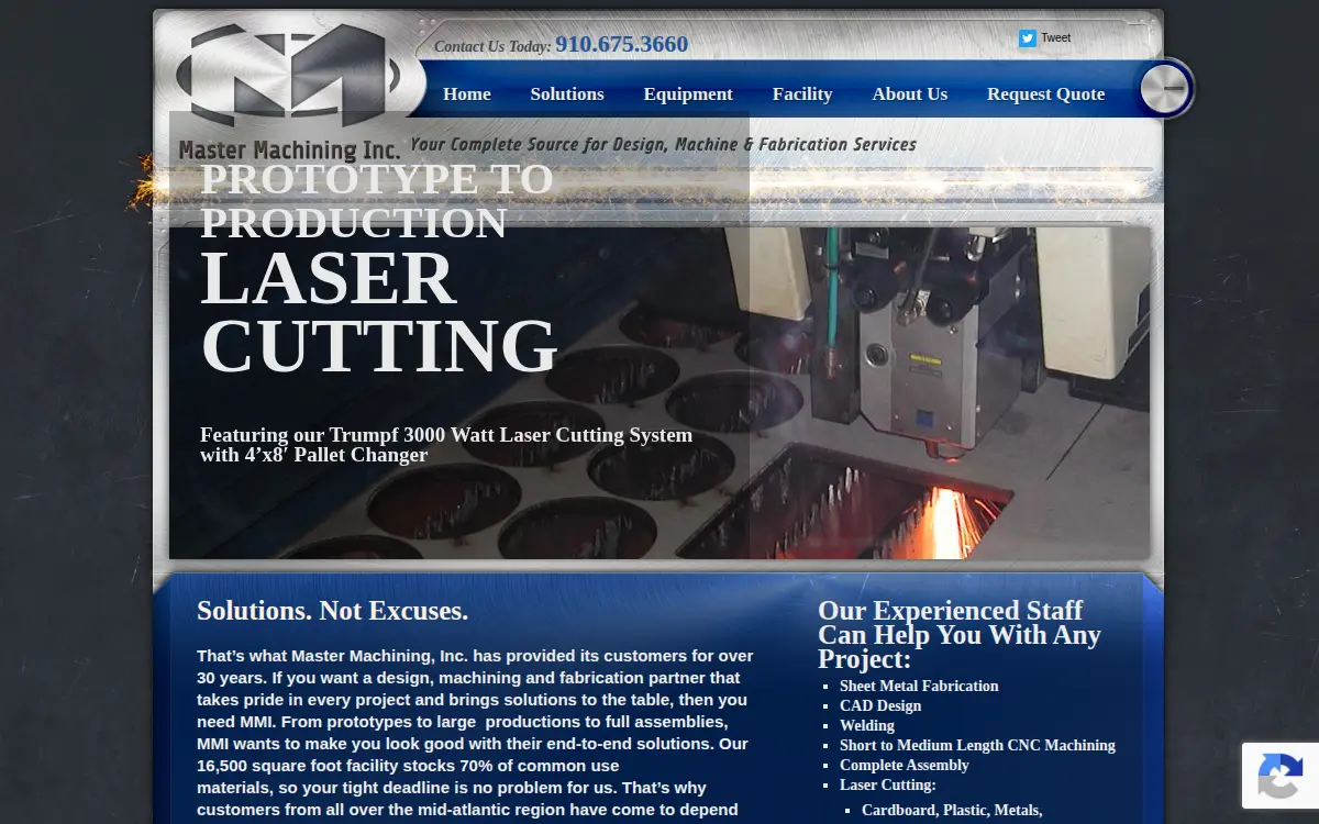 Homepage of Master Machining, INC