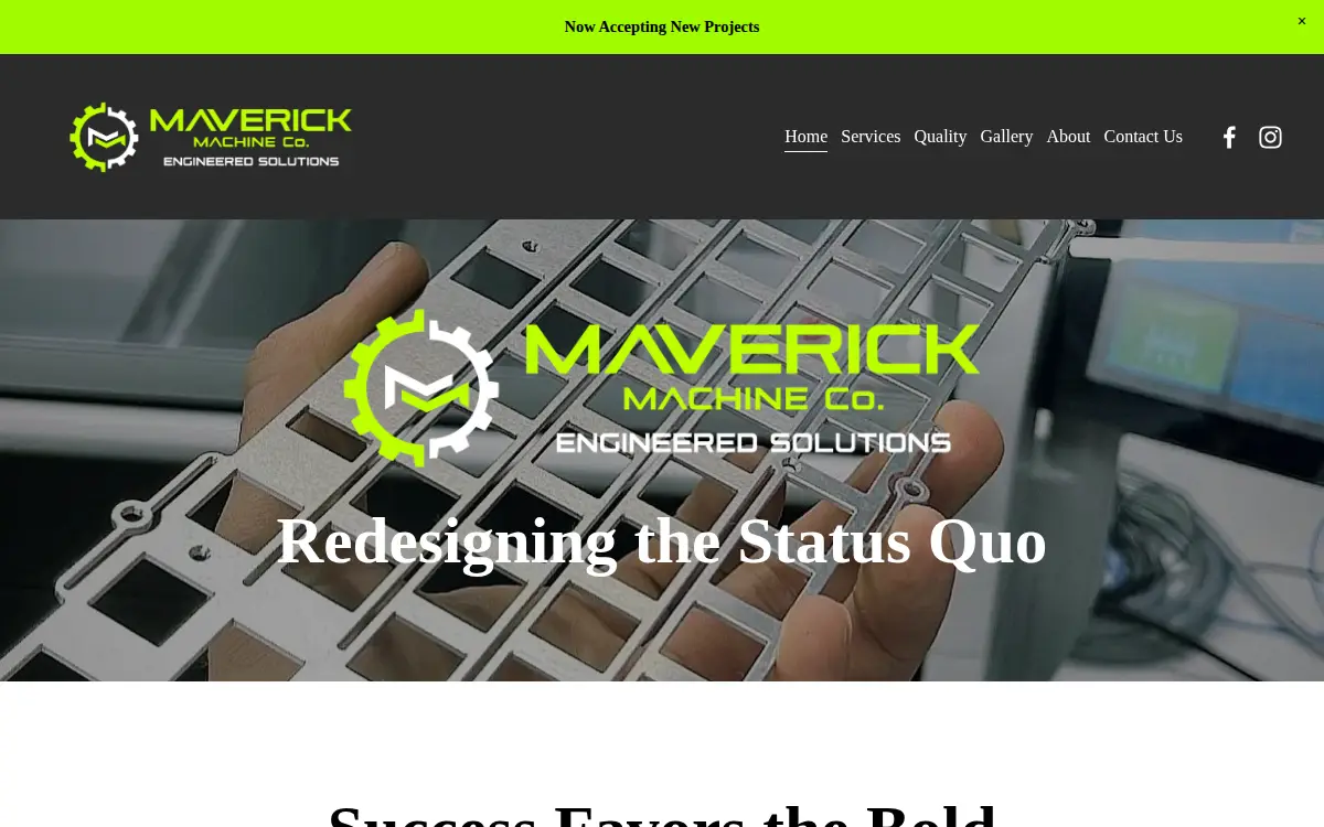Homepage of Maverick Machine Co., LLC