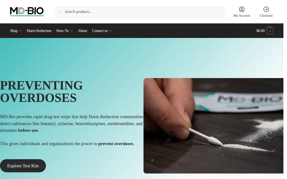 Homepage of Mobiledetect Bio INC