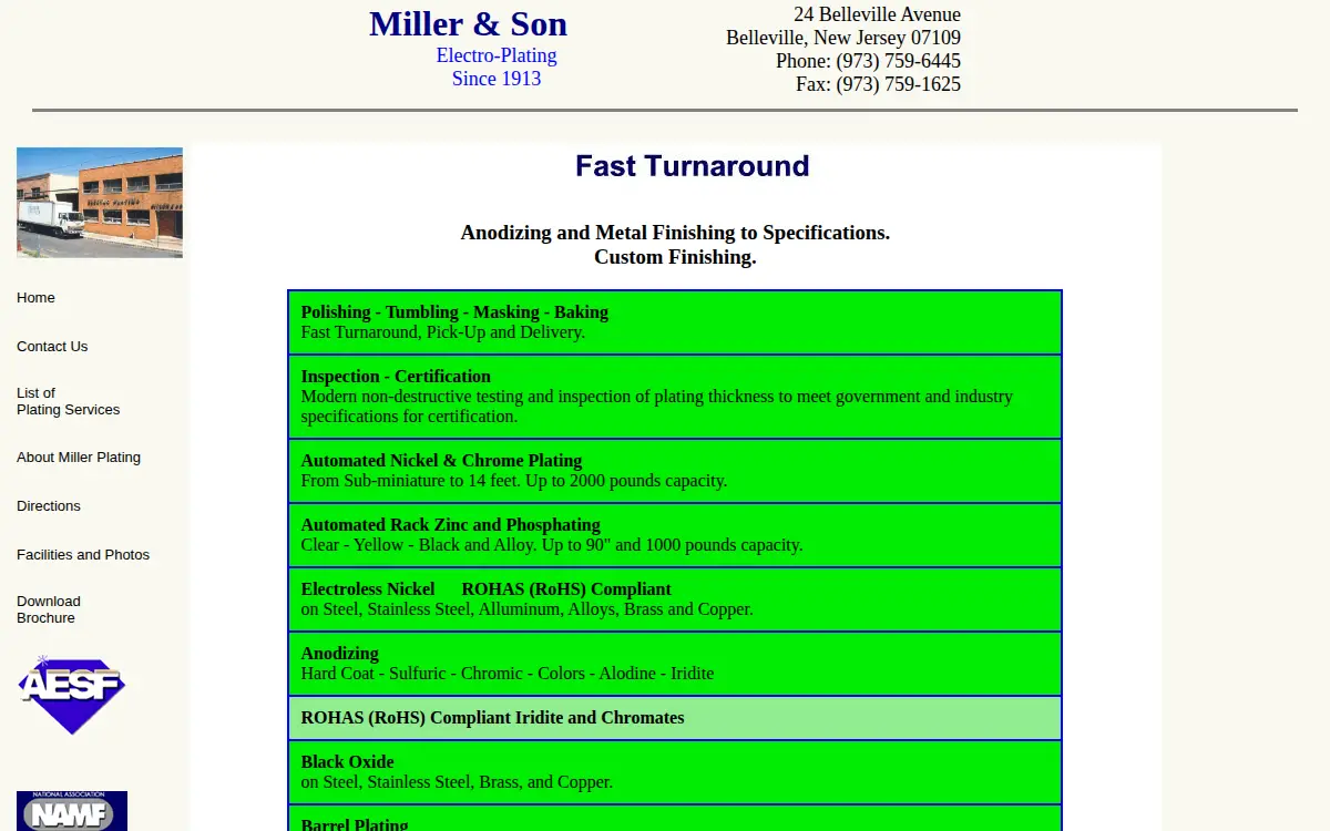 Homepage of Miller & Son