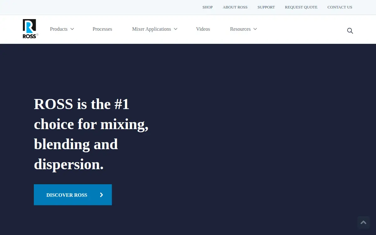 Homepage of Ross Mixing, INC.