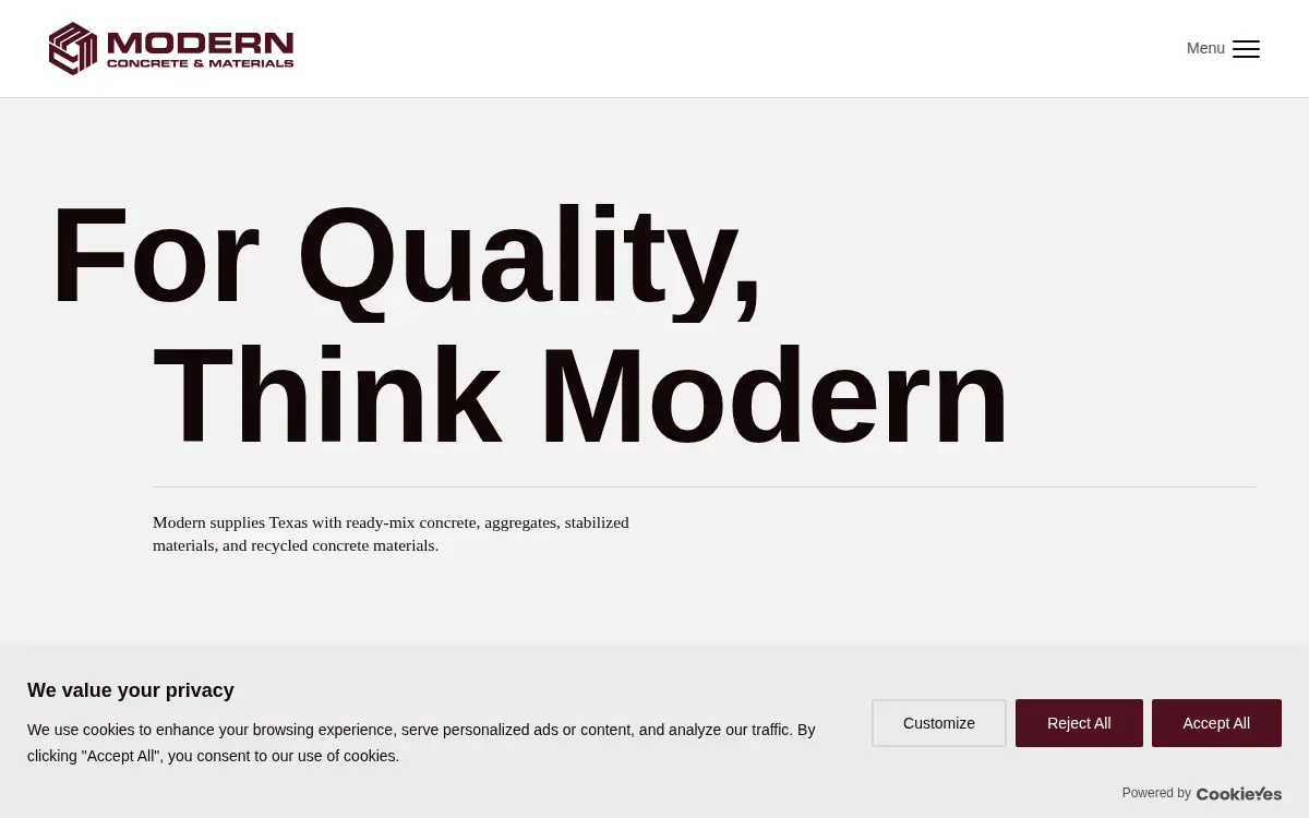 Homepage of Modern Concrete & Materials LLC