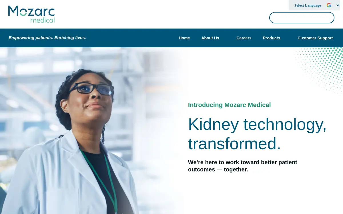 Homepage of Mozarc Medical US LLC