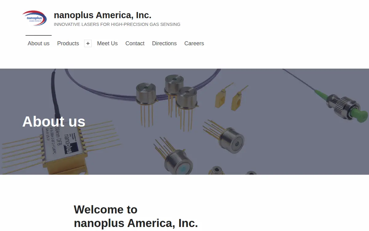 Homepage of Nanoplus America, INC.