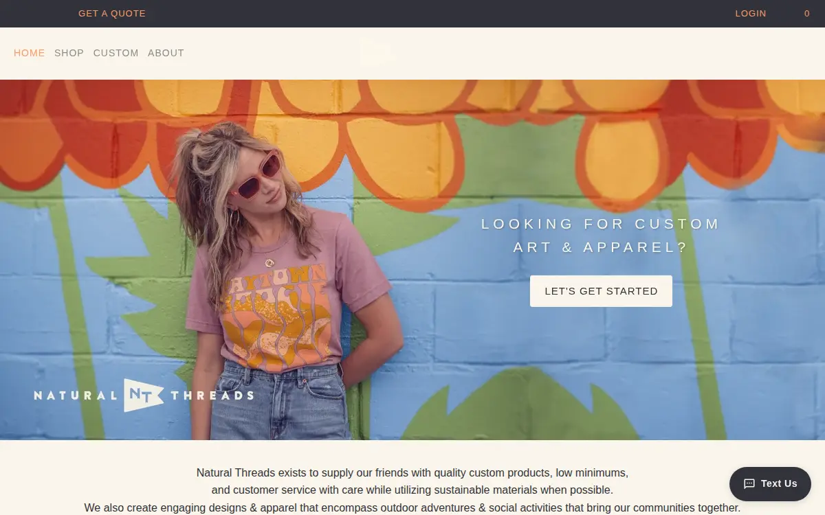 Homepage of Natural Threads, LLC