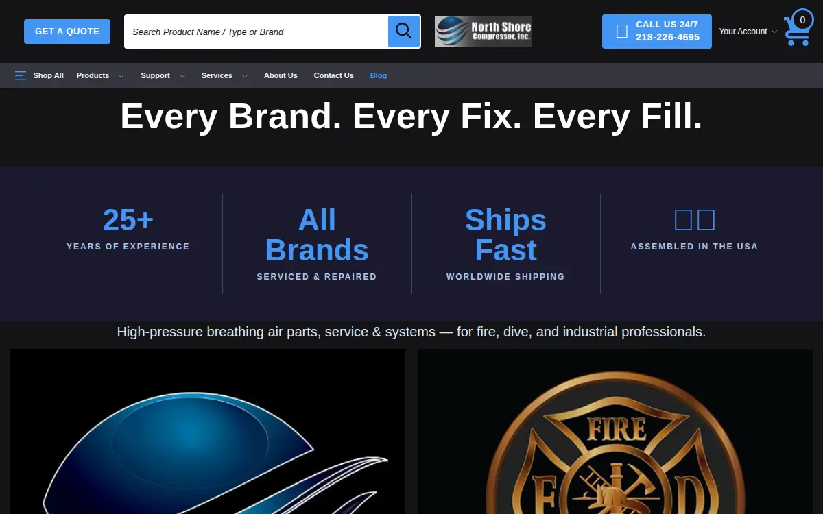 Homepage of Northshore Compressor, INC.